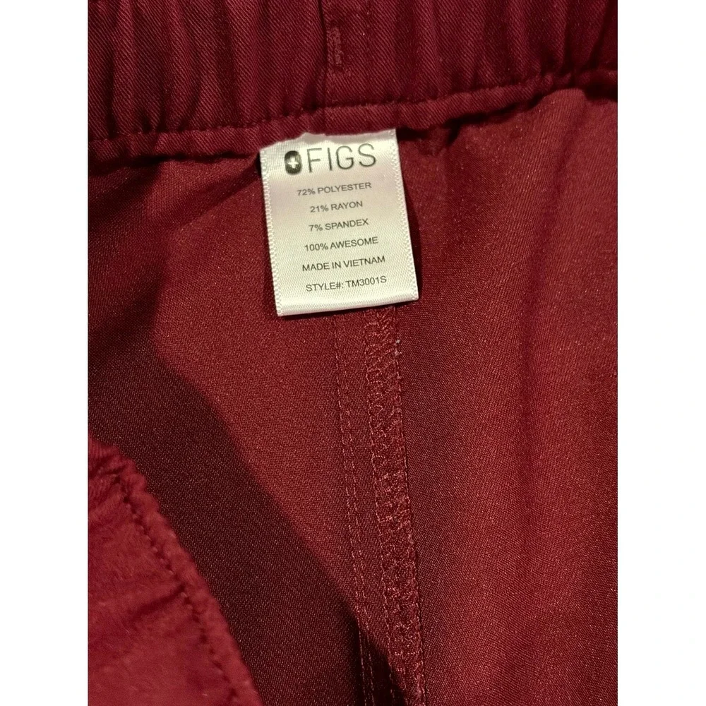 FIGS Technical Collection Cargo Scrub Pants Mens XS/S Red Drawstring Stretch